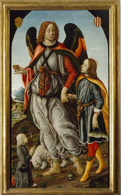 Erzengel Raphael mit Tobias und einem jungen Mann von Francesco Botticini